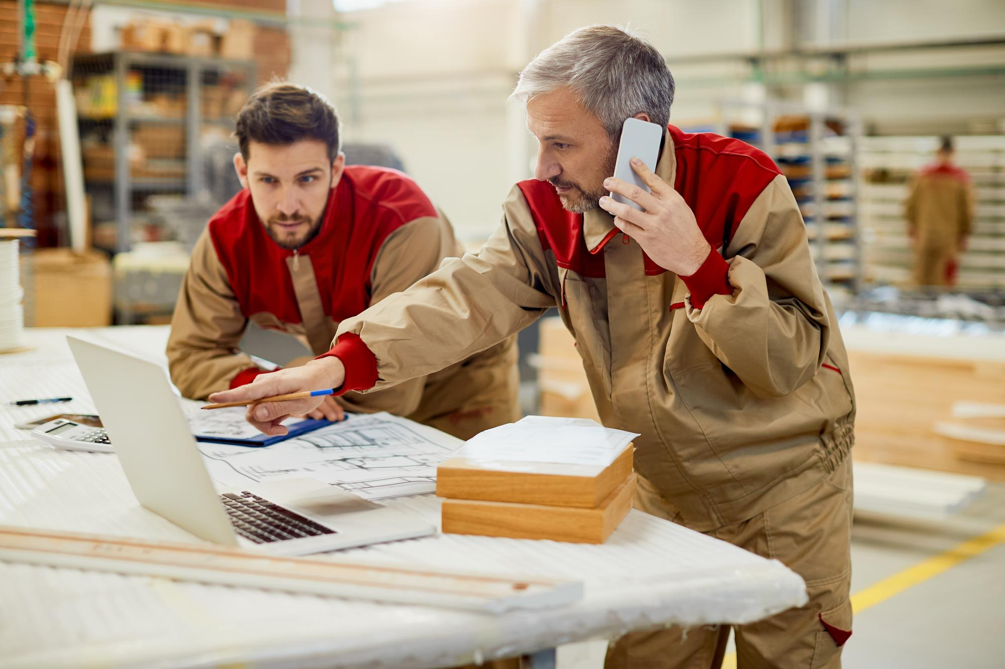 Contractors selecting materials